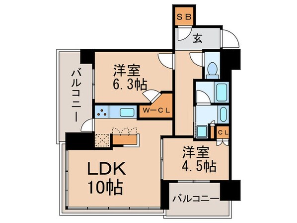 ロジュマンタワー梅田(502)の物件間取画像